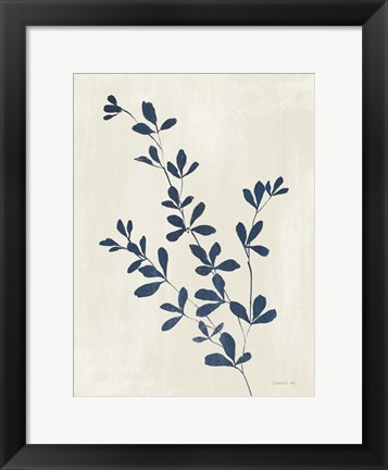 Framed Simple Nature II Indigo Cream Print