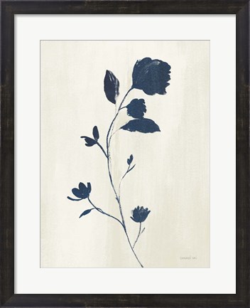 Framed Simple Nature III Indigo Cream Print