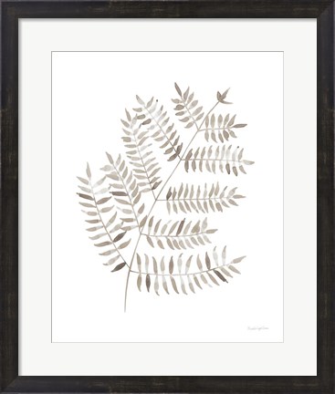 Framed Woodland Fern Khaki Print