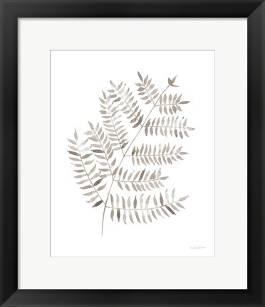 Framed Woodland Fern Khaki Print