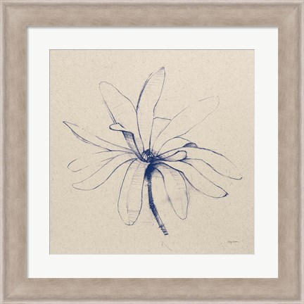 Framed Modern Vintage Floral I Indigo Print