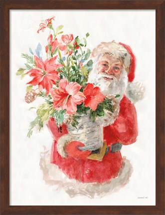 Framed Floral Santa Print