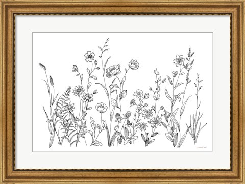 Framed Black and White Garden Print