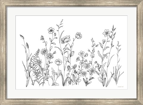 Framed Black and White Garden Print