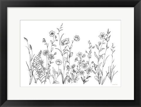 Framed Black and White Garden Print