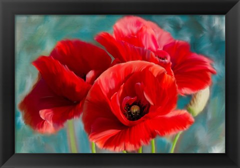 Framed Poppies Blue Print