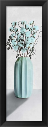 Framed Teal Cotton Bouquet 1 Print