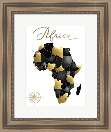 Framed Black Grey Gold Geo Print