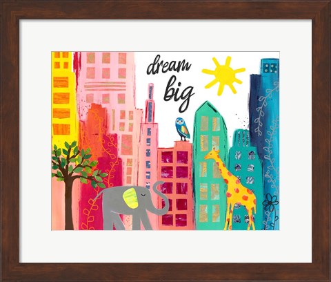 Framed Dream Big Animals in the City Print