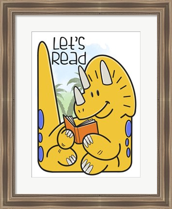 Framed Dino Reading Print