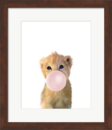 Framed Baby Lion Bubble Gum Print