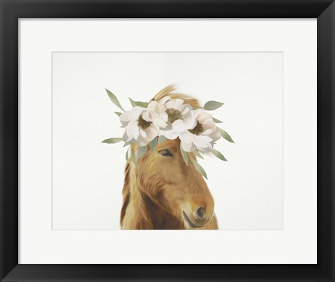 Framed Floral Horse Print