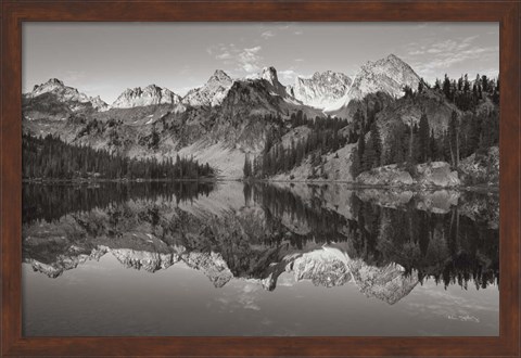 Framed Alice Lake Sawtooth Mountains Idaho BW Print