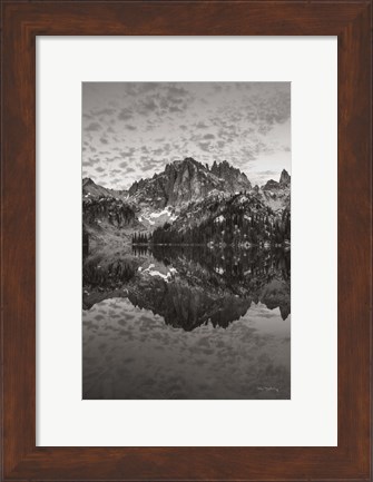 Framed Baron Lake Monte Verita Peak Sawtooh Mountains I BW Print