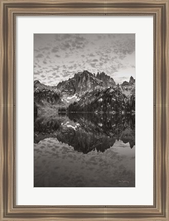 Framed Baron Lake Monte Verita Peak Sawtooh Mountains I BW Print