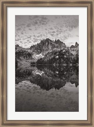 Framed Baron Lake Monte Verita Peak Sawtooh Mountains I BW Print