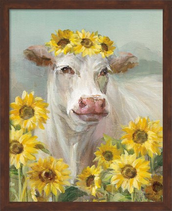 Framed Cow in a Crown II Print