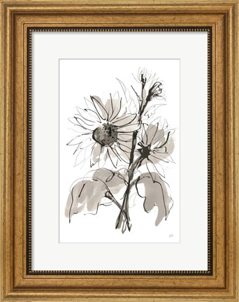 Framed Ink Sunflower I Print