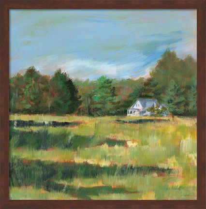 Framed Farmhouse Across the Meadow Print