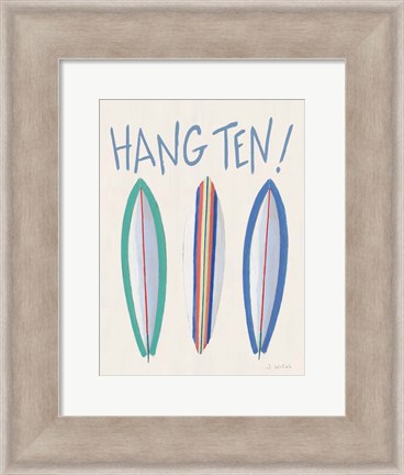 Framed Beach Ride Hang Ten XIII Print