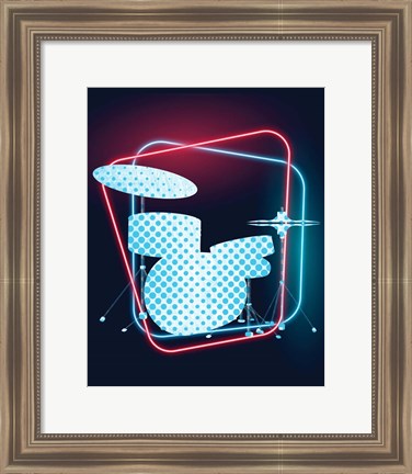 Framed Neon Music 2 Print