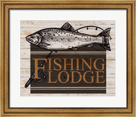 Framed Fishing Lodge V2 Print