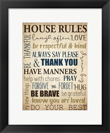 Framed House Rules Print