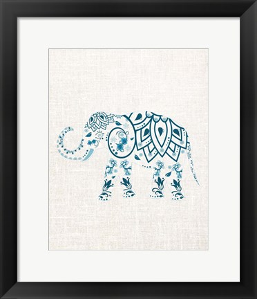 Framed Patterened Elephant Print