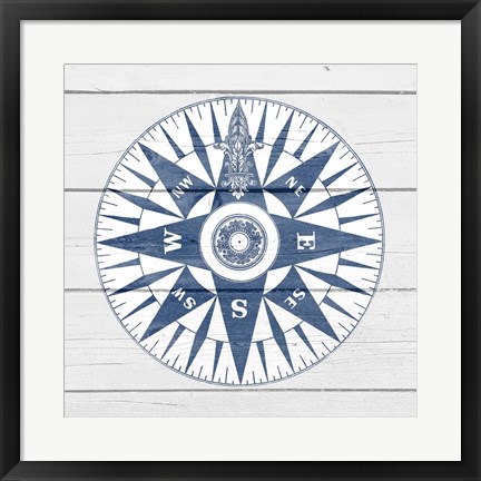 Framed Blue Compass Print