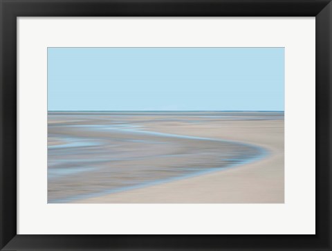 Framed Blue and Beige Beach 1 Print