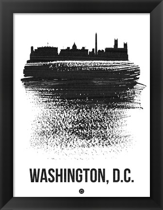 Framed Washington, D.C. Skyline Brush Stroke Black Print