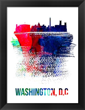 Framed Washington, D.C. Skyline Brush Stroke Watercolor Print