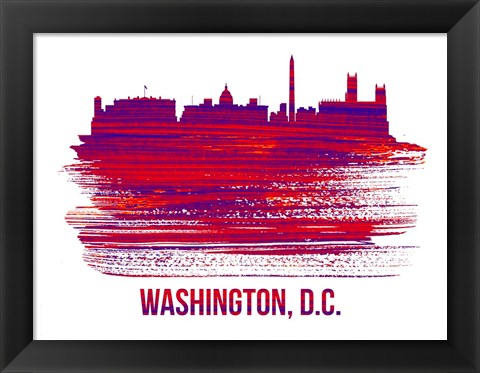 Framed Washington, D.C. Skyline Brush Stroke Red Print