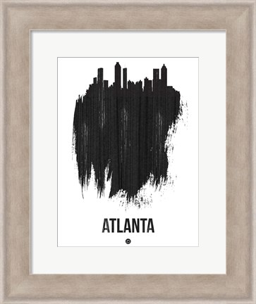 Framed Atlanta Skyline Brush Stroke Black Print