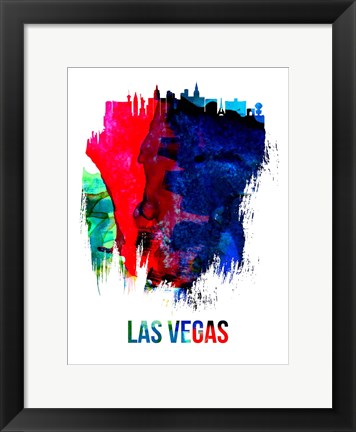 Framed Las Vegas Skyline Brush Stroke Watercolor Print