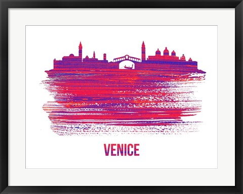 Framed Venice Skyline Brush Stroke Red Print