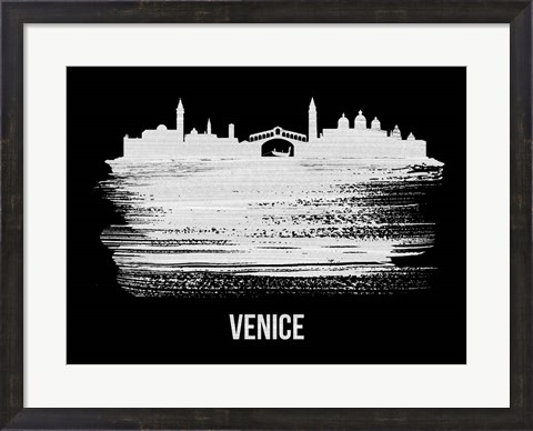 Framed Venice Skyline Brush Stroke White Print