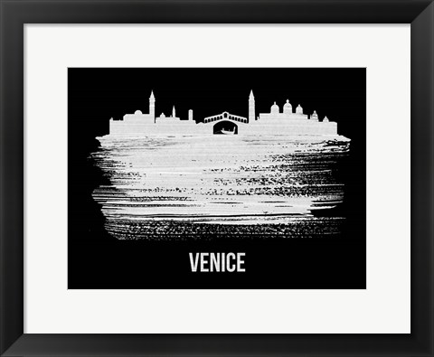 Framed Venice Skyline Brush Stroke White Print