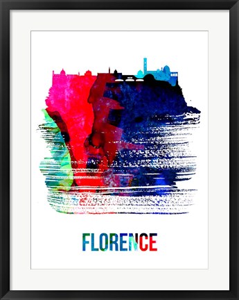 Framed Florence Skyline Brush Stroke Watercolor Print