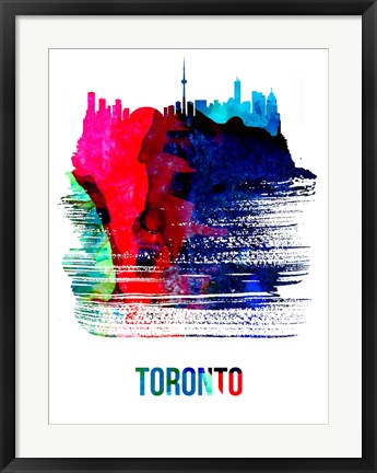 Framed Toronto Skyline Brush Stroke Watercolor Print