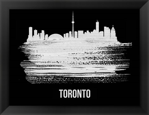 Framed Toronto Skyline Brush Stroke White Print