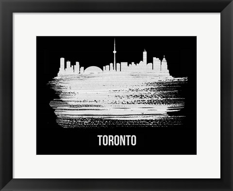 Framed Toronto Skyline Brush Stroke White Print