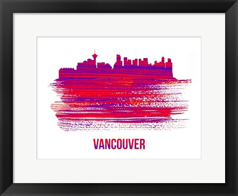 Framed Vancouver Skyline Brush Stroke Red Print