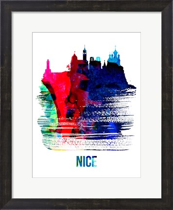 Framed Nice Skyline Brush Stroke Watercolor Print