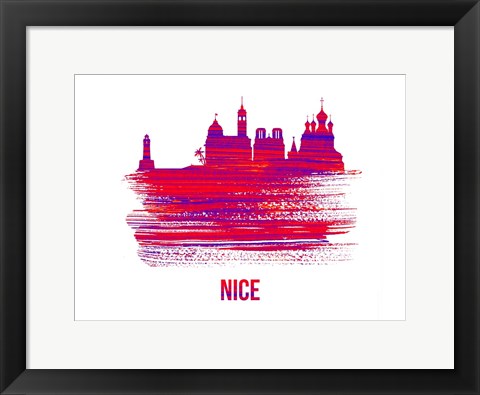 Framed Nice Skyline Brush Stroke Red Print