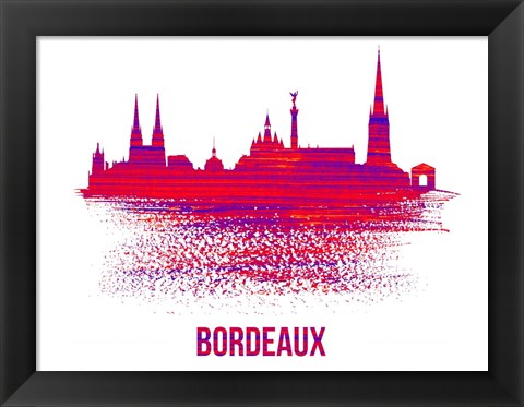 Framed Bordeaux Skyline Brush Stroke Red Print