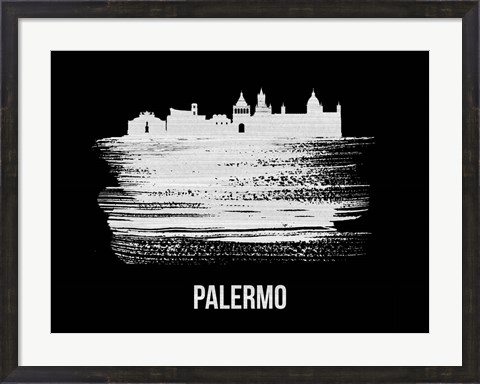 Framed Palermo Skyline Brush Stroke White Print