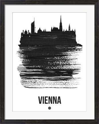 Framed Vienna Skyline Brush Stroke Black Print