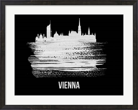 Framed Vienna Skyline Brush Stroke White Print