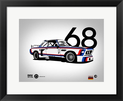 Framed 1968 BMW 3.0 CSL Print